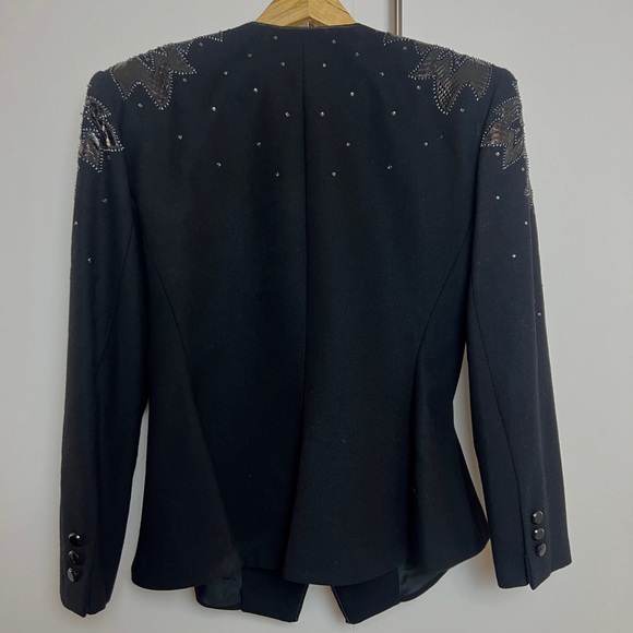 Vinatge Nolan Miller Chic Suit Wool Embllished With Rhinestone Snake skin Beads - Picture 6 of 11